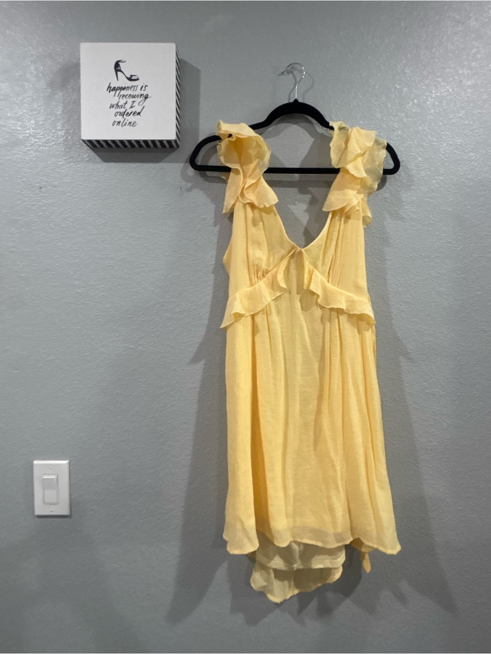 miami Soft Yellow Ruffle-Trim Mini Dress
